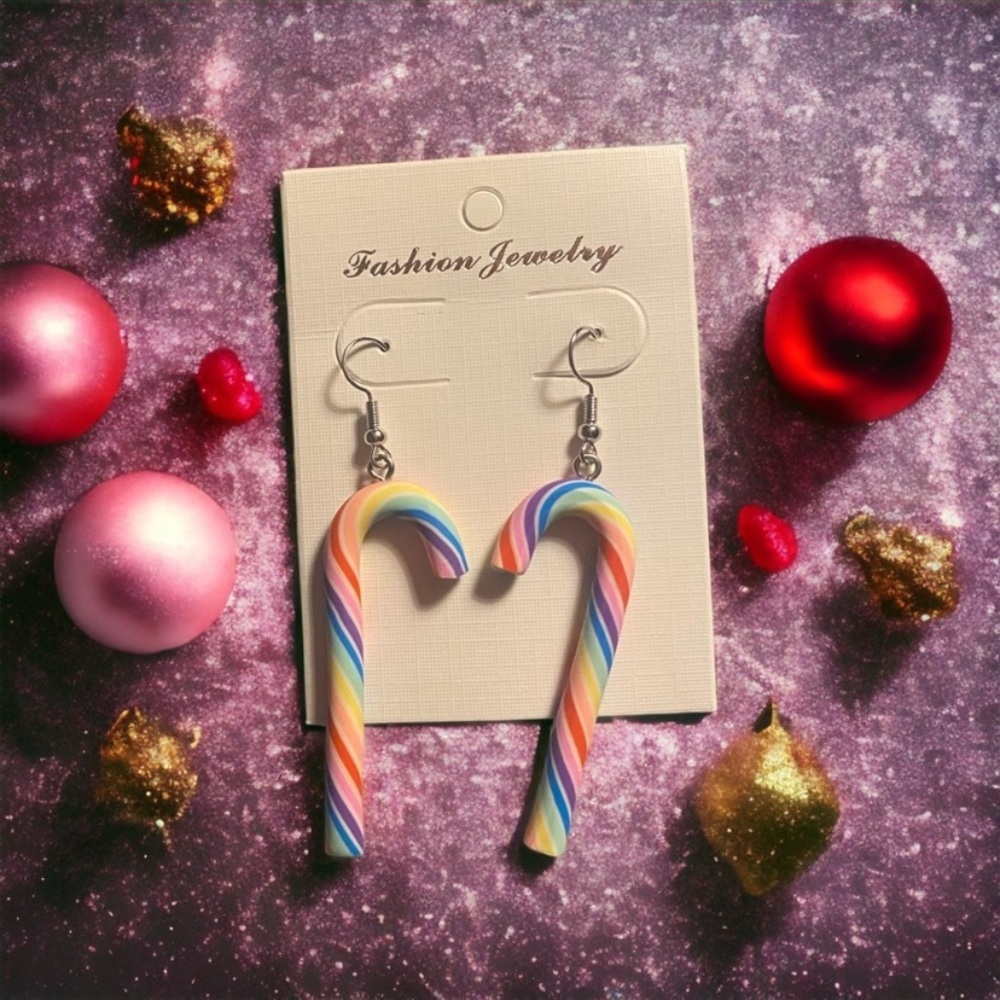 CANDY Cane Dangle Earrings set of 2 pairs (new) - Picture 8 of 9